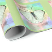White Butterfly Wrapping Paper Cadeaupapier (Rol Hoek)