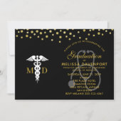 White Caduceus and Stethoscope Doctor Afstuderen Kaart (Voorkant)