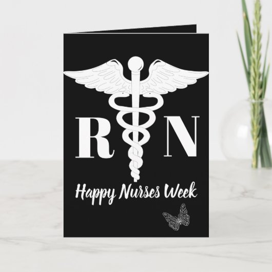White Caduceus Happy Nurses Week Kaart (Voorkant)
