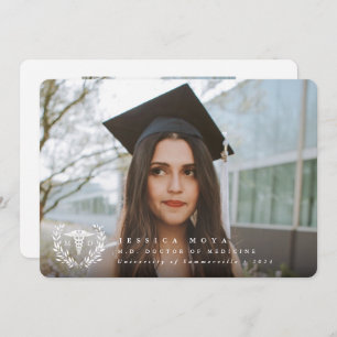 White Caduceus MD Doctor in de Afstuderen Aankondiging