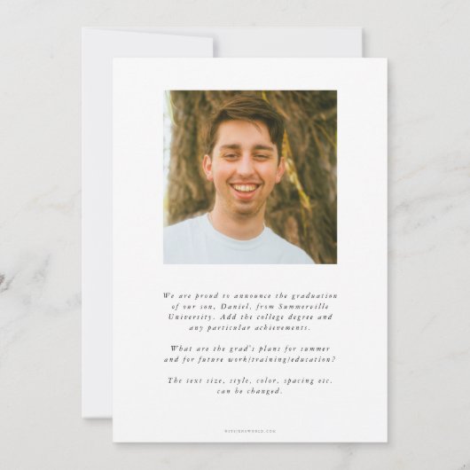 White Caduceus RN Registered Nurse Afstuderen Aankondiging (Achterkant)