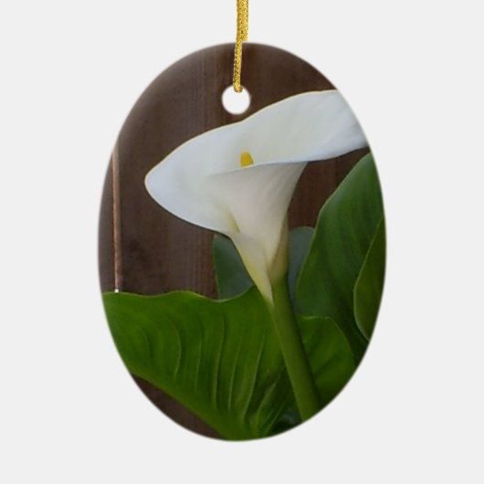 White Cali Lily Keramisch Ornament (Voorkant)