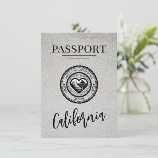 White California Passport Bewaar de datum Save The Date (Staand voorkant)