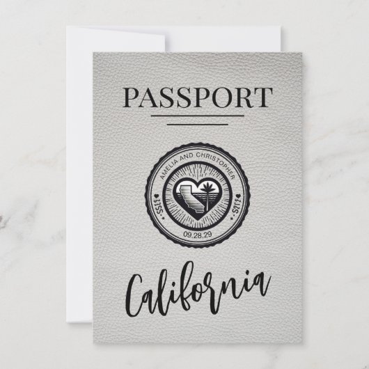 White California Passport Bewaar de datum Save The Date (Voorkant)