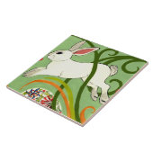 White California Rabbit Green Art Deco Design Tege Tegeltje (Zijkant)