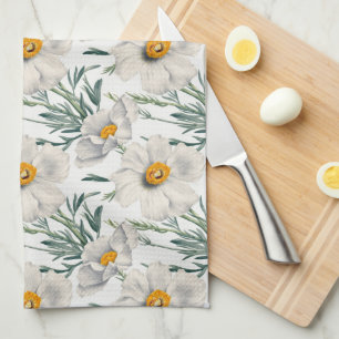 White California Tree Poppy Flowers Patroon Theedoek