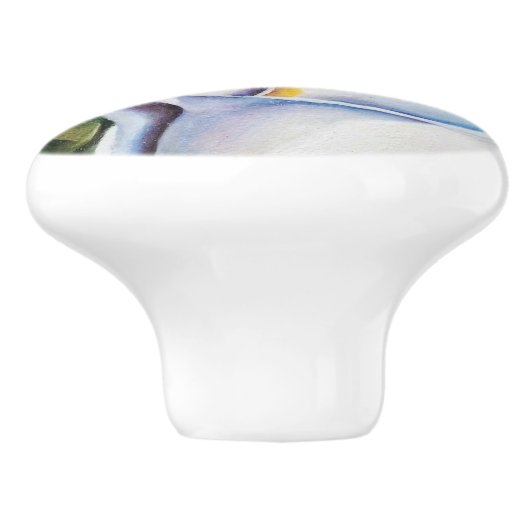 WHITE CALLA LIES CERAMIC KNOB KERAMISCHE KNOP (Zijkant)
