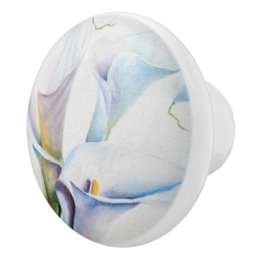 WHITE CALLA LIES CERAMIC KNOB KERAMISCHE KNOP (Rechts)