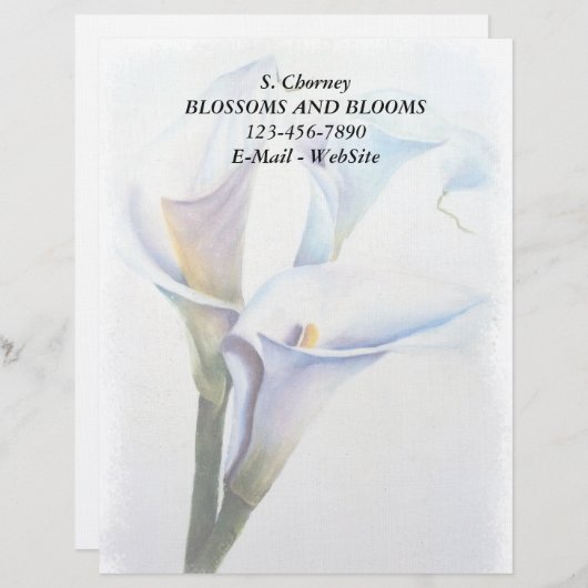 WHITE CALLA LIES  LETTERHEAD PERSOONLIJK BRIEFHOOFD (Voorkant / Achterkant)