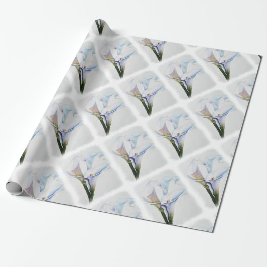 WHITE CALLA LIES WRAPPING PAPER CADEAUPAPIER (Uitgerold)