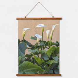 White Calla Lilies and Leafy Foliage Floral Hangend Wandkleed