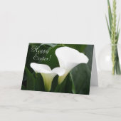 White Calla Lilies Floral Religieuze Pasen Feestdagen Kaart (Voorkant)