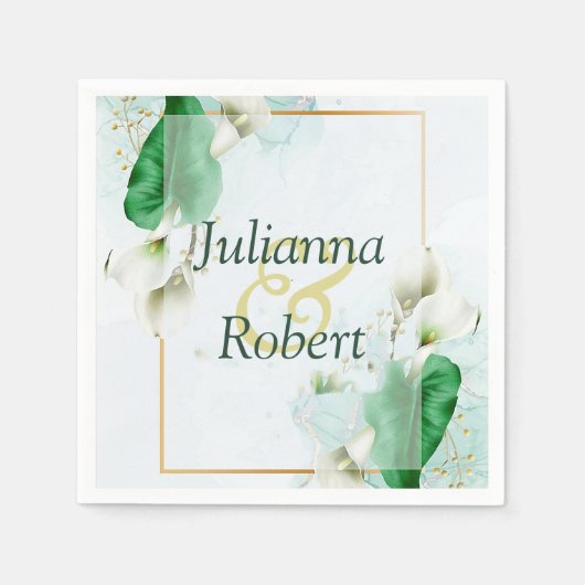 White calla lilies napkins servet (Voorkant)