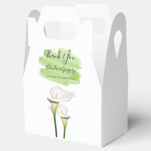 White Calla Lilies Waterverf Wedding Bedankdoosjes (Geopend)