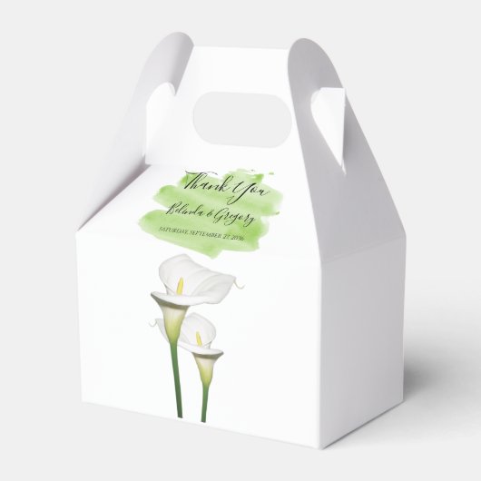White Calla Lilies Waterverf Wedding Bedankdoosjes (Voorkant Zijde)