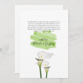 White Calla Lilies Waterverf Wedding Bedankkaart (Voorkant / Achterkant)