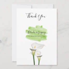 White Calla Lilies Waterverf Wedding Bedankkaart