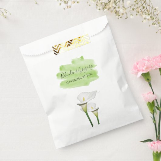 White Calla Lilies Waterverf Wedding Bedankzakje (Gezegeld)