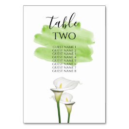 White Calla Lilies Waterverf Wedding Guest Names Kaart