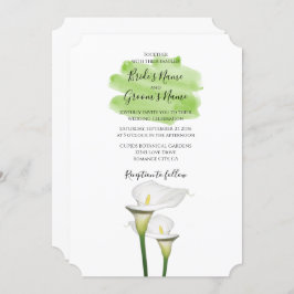 White Calla Lilies Waterverf Wedding Invitations Kaart