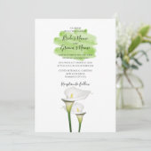 White Calla Lilies Waterverf Wedding Invitations Kaart (Staand voorkant)