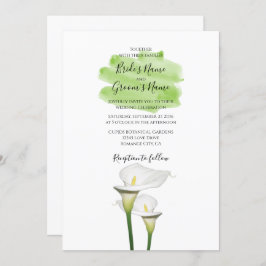 White Calla Lilies Waterverf Wedding Invitations Kaart