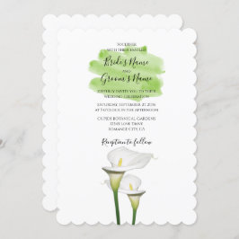 White Calla Lilies Waterverf Wedding Invitations Kaart