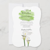 White Calla Lilies Waterverf Wedding Invitations Kaart (Voorkant)