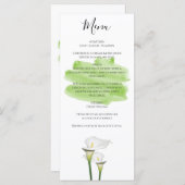 White Calla Lilies Waterverf Wedding Menu (Voorkant / Achterkant)