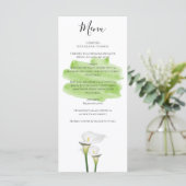 White Calla Lilies Waterverf Wedding Menu (Staand voorkant)