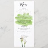 White Calla Lilies Waterverf Wedding Menu (Voorkant)