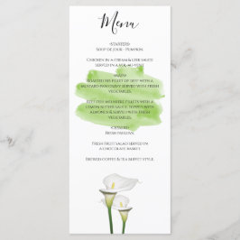 White Calla Lilies Waterverf Wedding Menu