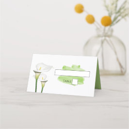 White Calla Lilies Waterverf Wedding Place Card Plaatskaartje