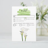 White Calla Lilies Waterverf Wedding RSVP-kaarten RSVP Kaartje (Staand voorkant)