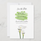 White Calla Lilies Waterverf Wedding Save The Date (Voorkant)