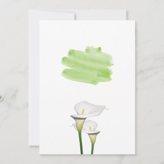 White Calla Lilies Waterverf Wedding Save The Date (Achterkant)
