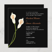 White Calla Lilies Wedding Invitiation - zwart Kaart (Voorkant / Achterkant)