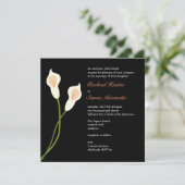 White Calla Lilies Wedding Invitiation - zwart Kaart (Staand voorkant)