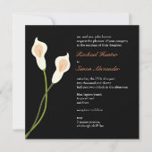 White Calla Lilies Wedding Invitiation - zwart Kaart (Voorkant)