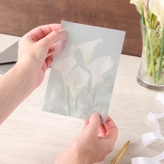 White Calla Lilies Wedding  Vellum Uitnodigingen (Draagbaar)
