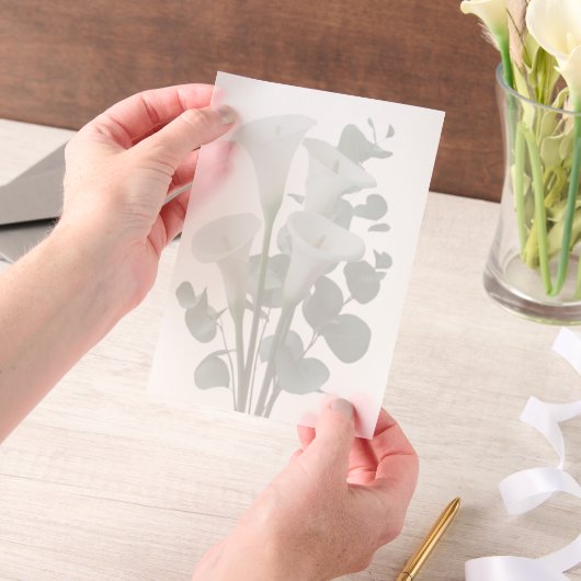 White Calla Lilies Wedding  Vellum Uitnodigingen (Draagbaar)