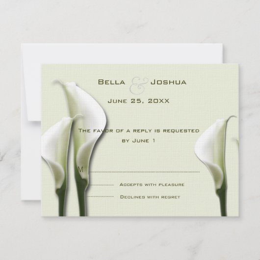 White Calla Lillies RSVP Kaartje (Voorkant)