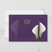 White Calla Lillies RSVP op Paarse (Achterkant)