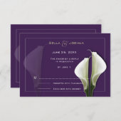 White Calla Lillies RSVP op Paarse (Voorkant / Achterkant)