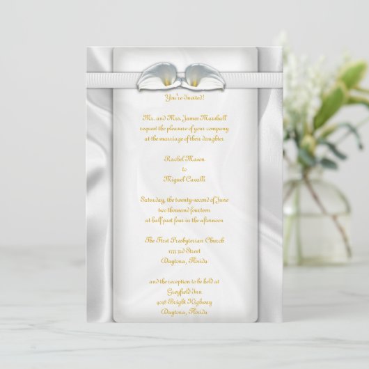 White Calla Lilly Invitations Kaart (Staand voorkant)