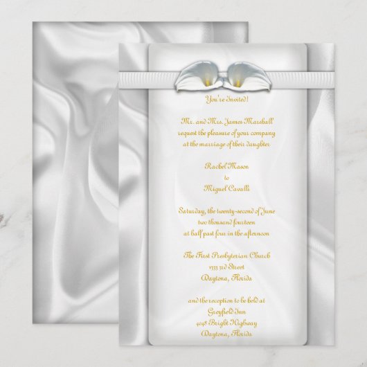 White Calla Lilly Invitations Kaart (Voorkant / Achterkant)