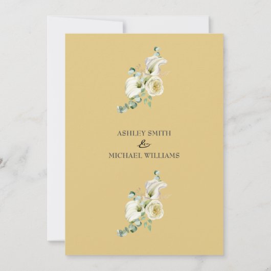 White Calla Lily and Greenery Eucalyptus Wedding Kaart (Achterkant)