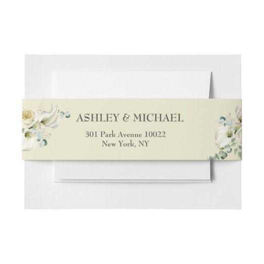 White Calla Lily and Greenery Eucalyptus Wedding Uitnodigingen Wikkel (Voorkant Voorbeeld)