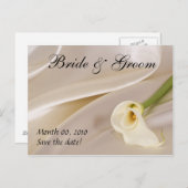 White Calla Lily - Bewaar de datum Aankondigingskaart (Voorkant / Achterkant)
