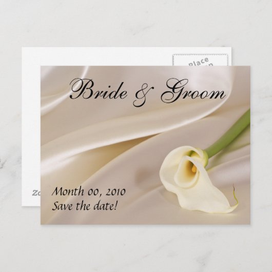 White Calla Lily - Bewaar de datum Aankondigingskaart (Voorkant / Achterkant)